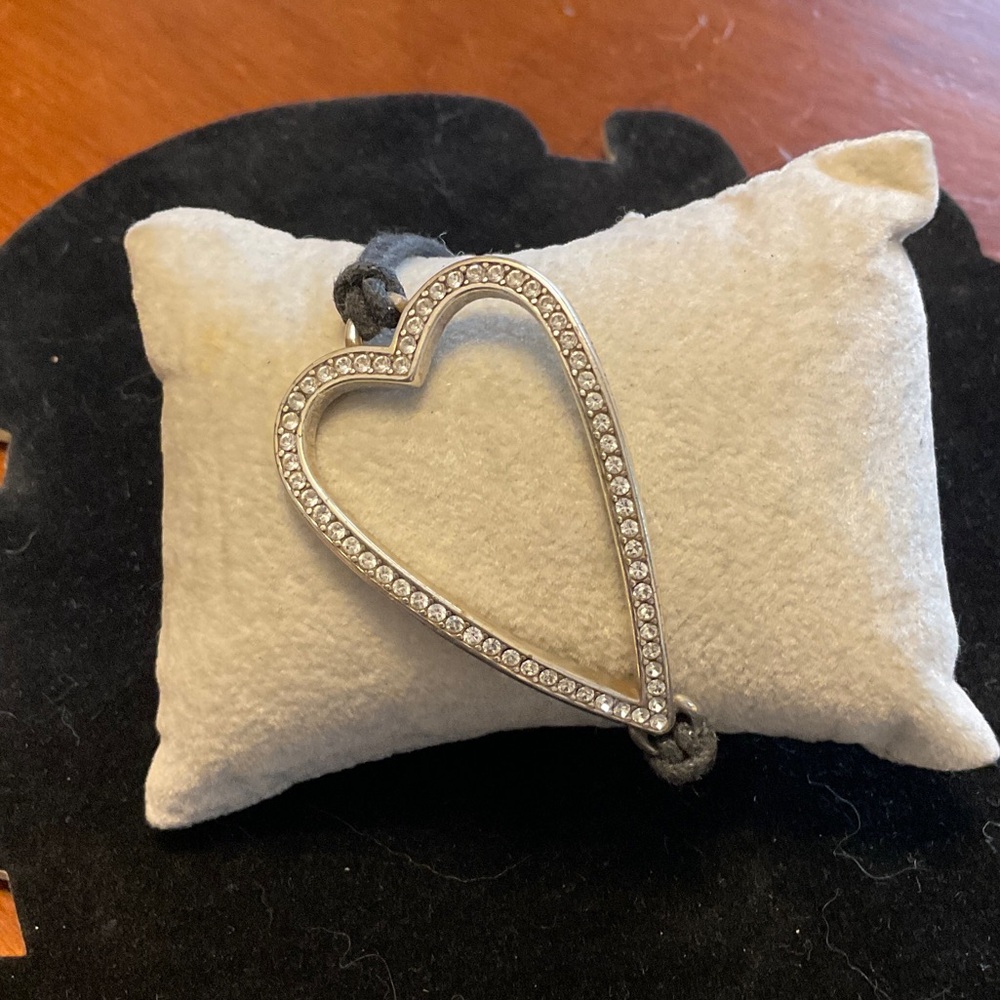 Brighton Silver Heart Bracelet with Rhinestones